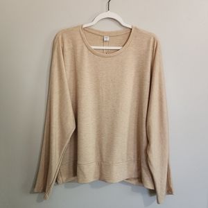 Old Navy Active Top Women’s Long Sleeve Dolman Twist Open Back Oatmeal Heather